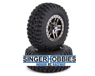 Traxxas 6873T SCT Black Chrome Wheels w/ BFG S1 Tires (2) SLASH 4X4