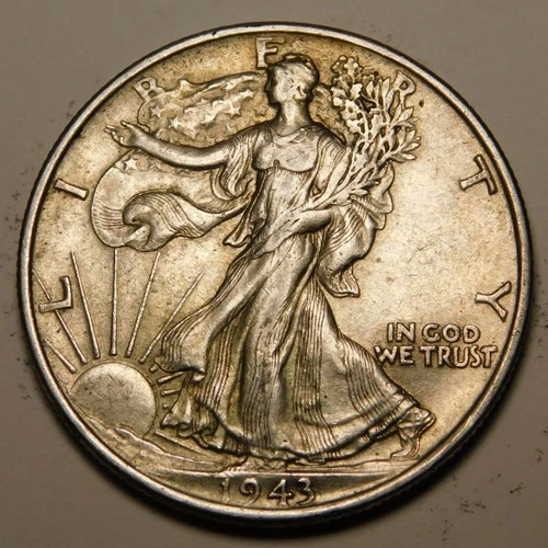 1943 P Walking Liberty Half Dollar 90% Silver VF-EF   "As Pictured-Not Cleaned"