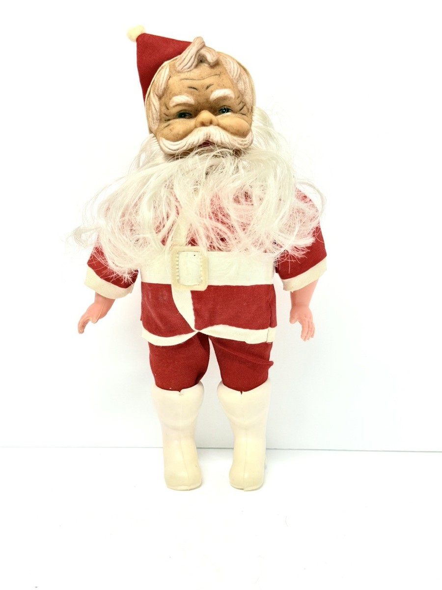 Rushton Style Rubber Face Vintage Santa Claus Plush 11” MCM 50s