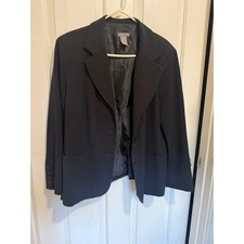 Investments II Womens Black Two Button Blazer Jacket Plus Size 16W Professional