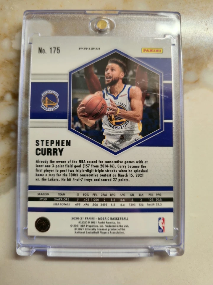 2020-21 Panini Mosaico Stephen Curry #175 Laranja Reativa Prizm - Imagem 2 de 2