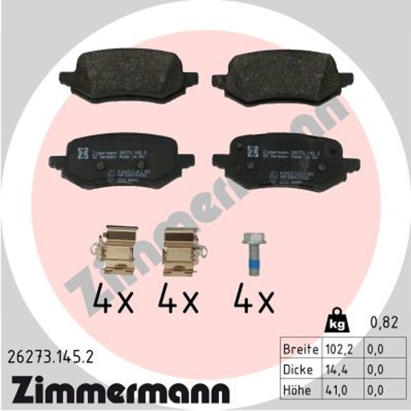 Bremsbelagsatz Scheibenbremse Zimmermann 26273.145.2 FüR Ford Puma J2K CF7 Mhev-image
