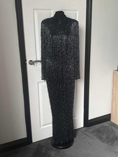 Karen Millen Petite Beaded Fringed And Embellished Jumpsuit BLACK-12