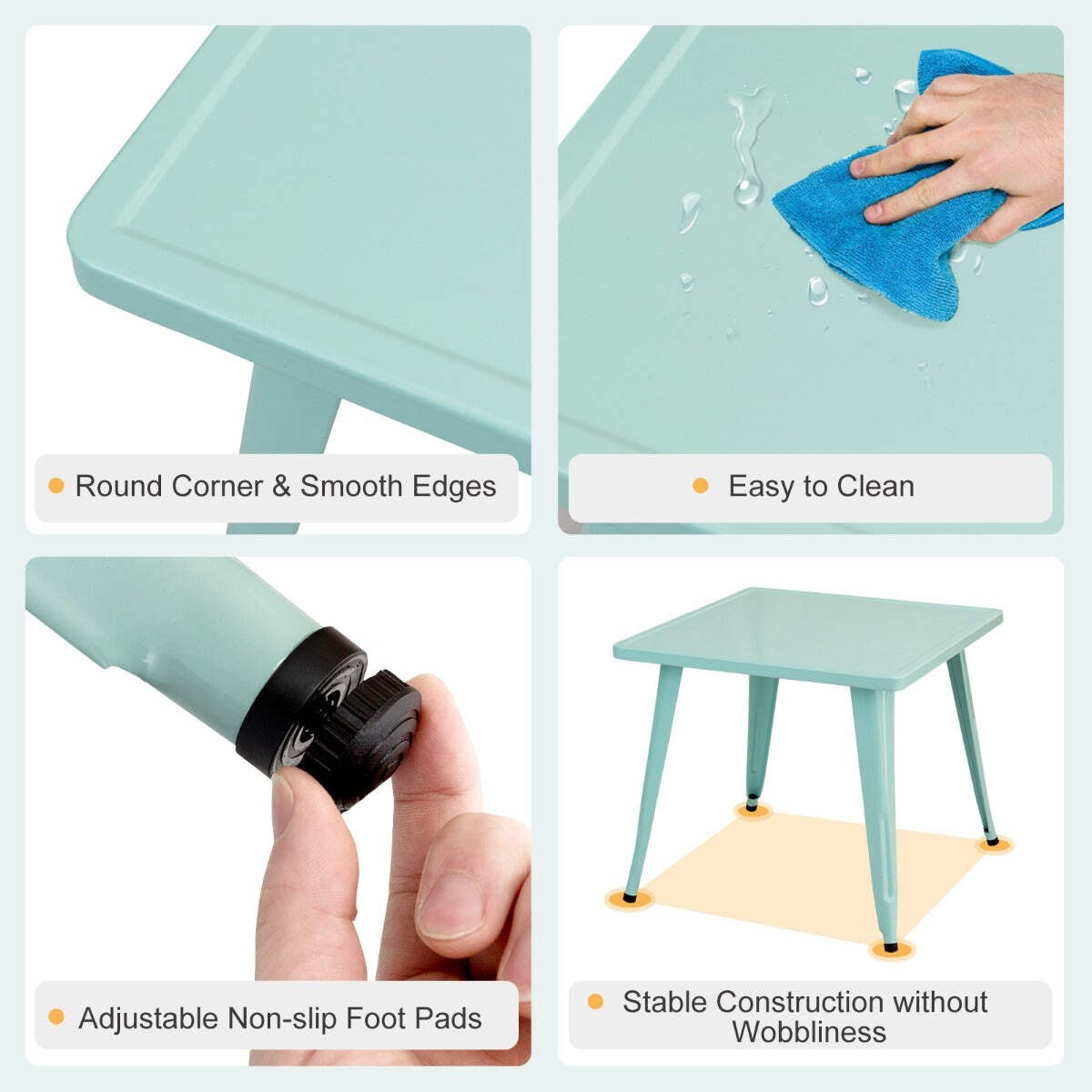 NNECW Kid’s Table and Chair Set with Adjustable Foot Pads