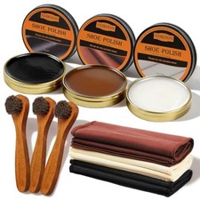 Pcs Shoe Polish Kit for Men Women, 3 Pcs Horsehair Shoe Brushes, Brown 9