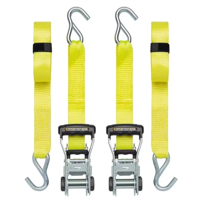 SMARTSTRAPS 14 Ft. Yellow Ratchet Tie down Straps with 1,667 Lb. Safe Work Load - (2-Pack)