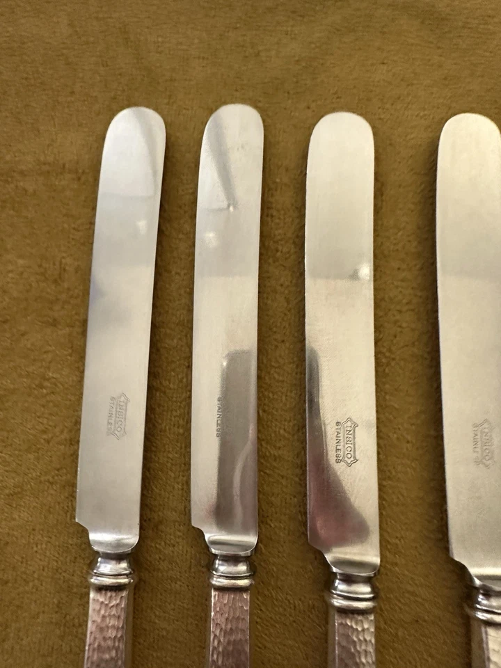 Lote De 6 Cuchillos De Cena Heráldicos Rogers 1847 De Colección Martillados Internacionales EXC Foto 4 de 4