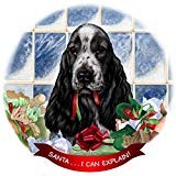English Cocker Blue Roan Dog Porcelain Ornament Pet Santa I Can Explain 