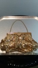 Vintage 1960's Mesh Whiting  Davis Co. Gold Frame  Mesh Evening Bag