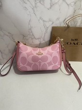 COACH Teri Shoulder Bag In signature canvas/Gold/Powder Pink CAL51