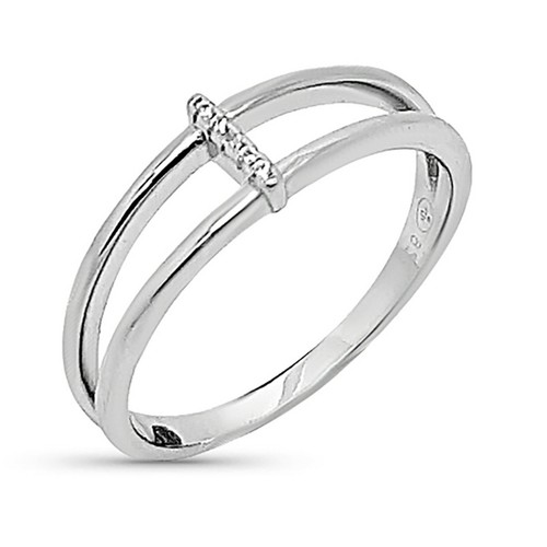 Bague Argent 925 Ovale - Oxydes De Zirconium Blanc - Taille 56 - Occasion Comme Neuve