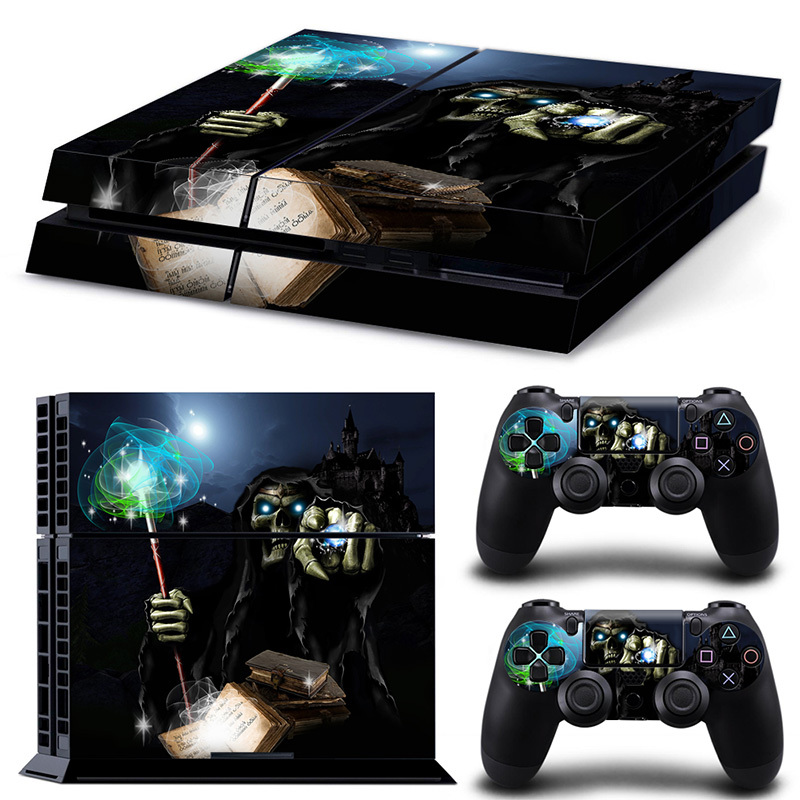 Ps4 Playstation 4 Console Skin Decal Sticker Magic Skull Custom Design Set-image