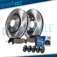 Front Disc Rotors & Brake Pads w/10pc Wheel Lug Nuts for Ford Fusion Lincoln MKZ