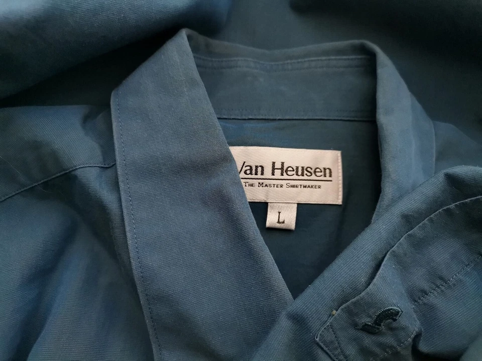 VAN HEUSEN  T. L Azul Hombre Camisa elegante Manga larga - Imagen 4 de 4