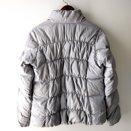 Eddie Bauer Premium Goose Down Jacket Light Gray Quilted Fleece Lined Womens Lrg - Picture 5 of 14