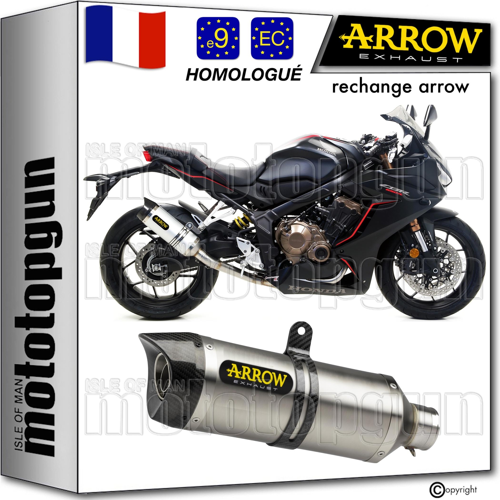 Echappement Arrow Thunder alu ameliore la puissance de la Honda CBR 650 R 2019