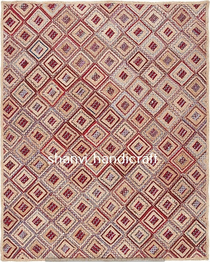 Rug 100% jute Cotton handmade reversible area carpet modern living runner rugs - Image 2 of 4