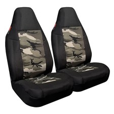 Universal Fit High Back Seat Covers Camouflage Black Canvas Car Truck Front Pair