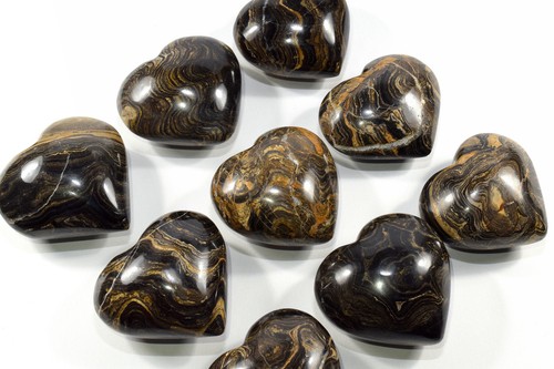 Pair 2.2" Stromatolite Puffy Hearts Natural Crystal Polished Mineral Stone Peru - Picture 4 of 6