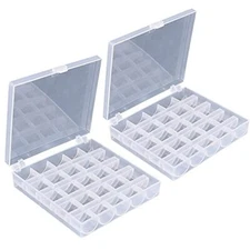 1/2 Pack 25 Slots Empty Bobbin Spool Box Plastic Storage Case for Sewing Machine
