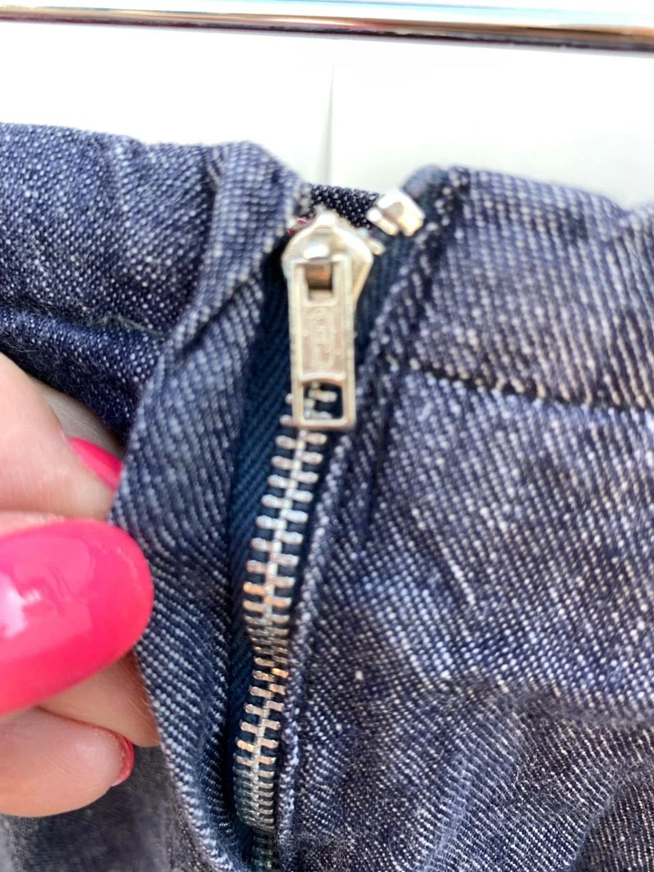 Empujadores de pedales XS de algodón oscuro denim cintura alta cremallera trasera de los años 40 y 50 para mujer Foto 3 de 4
