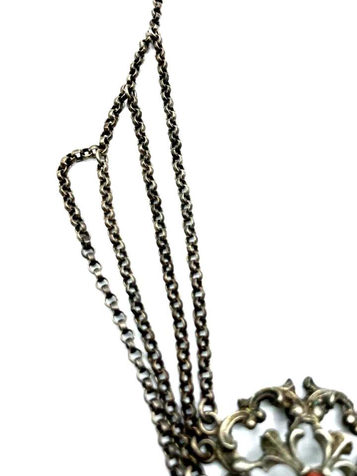 Antik 800 Silber Kropfkette Koralle Trachtenschmuck Halskette Collier Landhaus - Bild 3 von 4