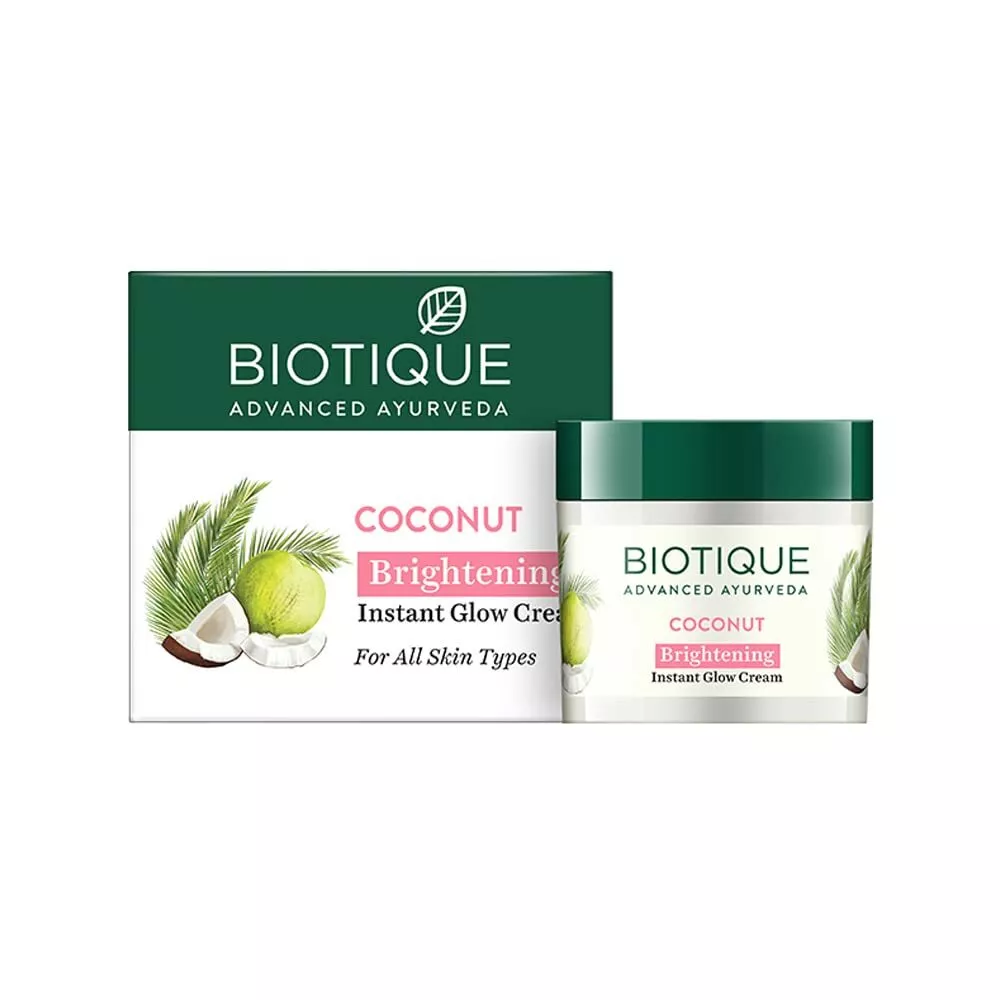Biotique Coconut Brightening Whitening Cream fairer smoother