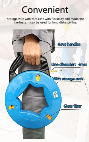 Fish Tape Steel Wire Puller 4Mm 100-Foot with a Wire Storage Casewire-Through To - Picture 2 of 7