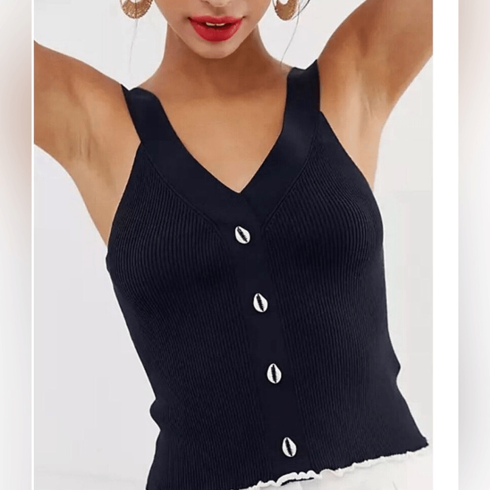 ALTRA & other stories Puka Shell canotta micro maglia nera taglia XS