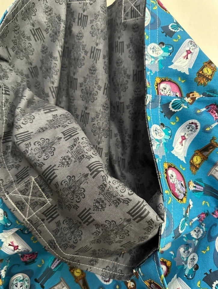 Сумка-тоут ручной работы Disney Haunted Mansion (синяя) многоразовая двусторонняя моющаяся - Изображение 3 из 4