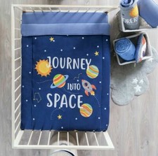 NEW BABY GALAXY UNIVERSE ROCKET BLUE BOY NURSERY CRIB BEDDING SET 4 PIECES