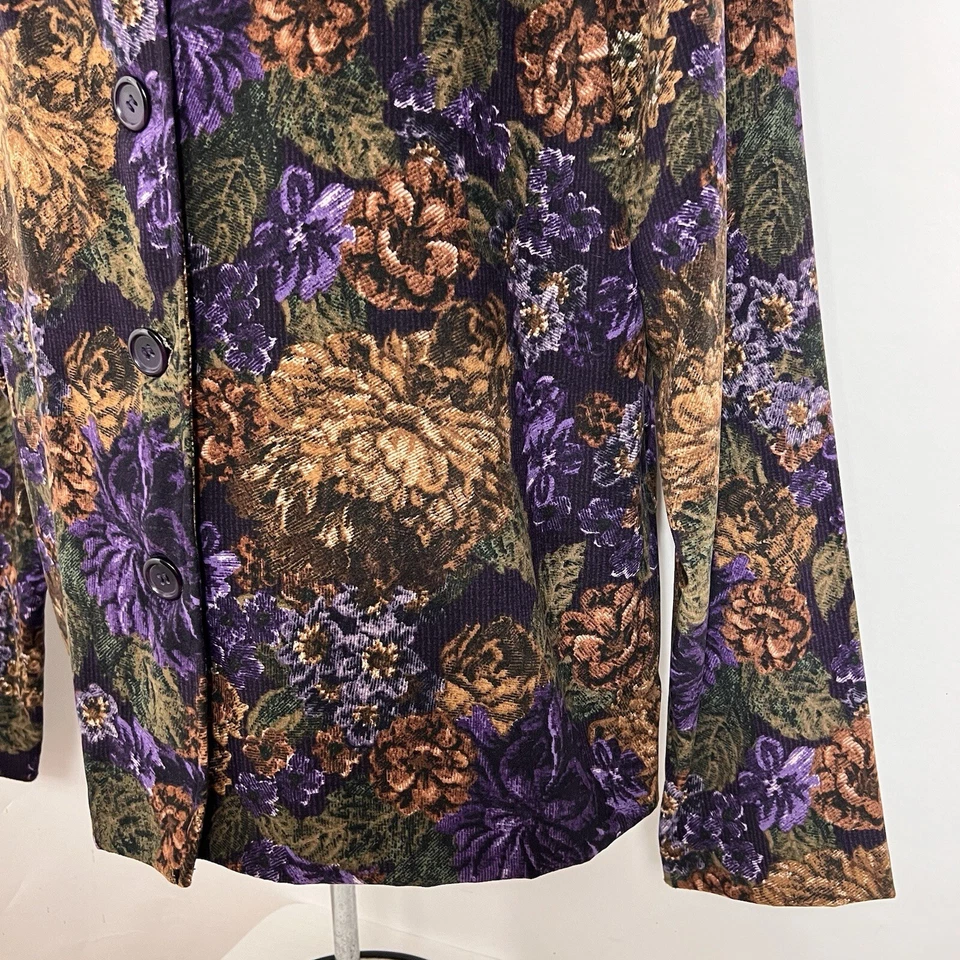 Chaqueta Briggs New York Para Mujer Grande Manga Larga Con Botones Ligera Floral Foto 4 de 4