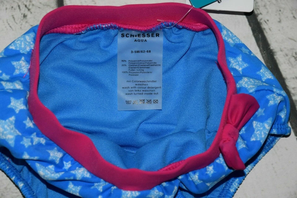 SCHIESSER Baby-Mädchen Schwimmwindel BadeSlip Badehose blau pink LF40+ Gr. 62/68 - Bild 4 von 4