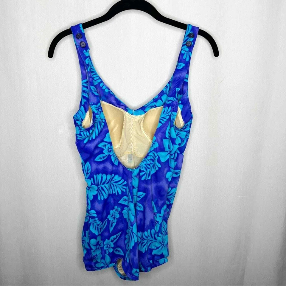 Maxine of Hollywood Talla 16 Vintage Azul Floral Una Pieza Vestido de Baño Mujer’s Foto 2 de 4