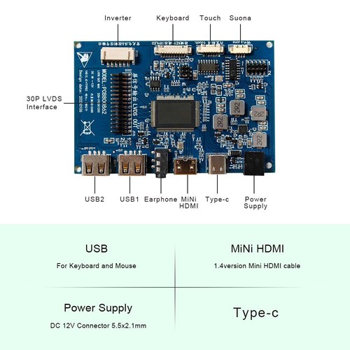 HD USB C LCD Controller Board 10.4" 1024X768 LED Backlight LCD Screen 500nit - 第 5/5 張圖片