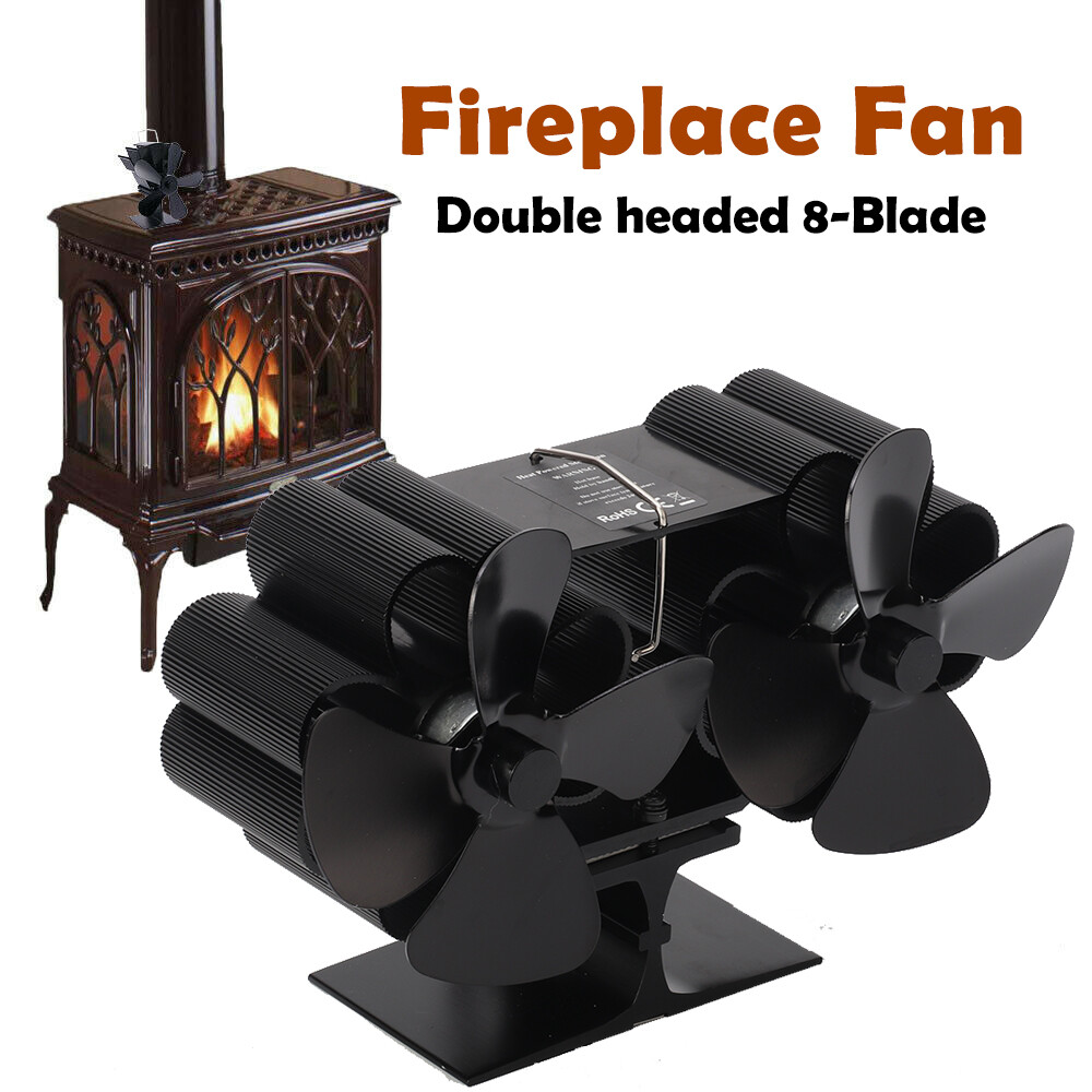 Double Stove Fan for Fireplace Wood Log Burner Twin Blades Heat Powered Eco  | eBay