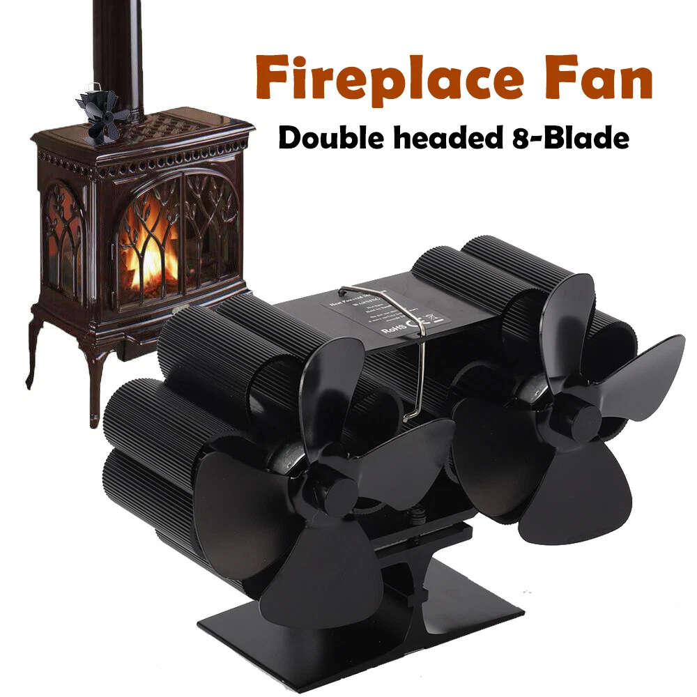 Double Stove Fan for Fireplace Wood Log Burner Twin Blades Heat Powered Eco  | eBay