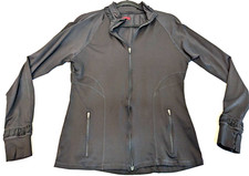 Spanx Activewear Contour Jacket Full Zip Athleisure Thumbhole Sz L Pocket Vented