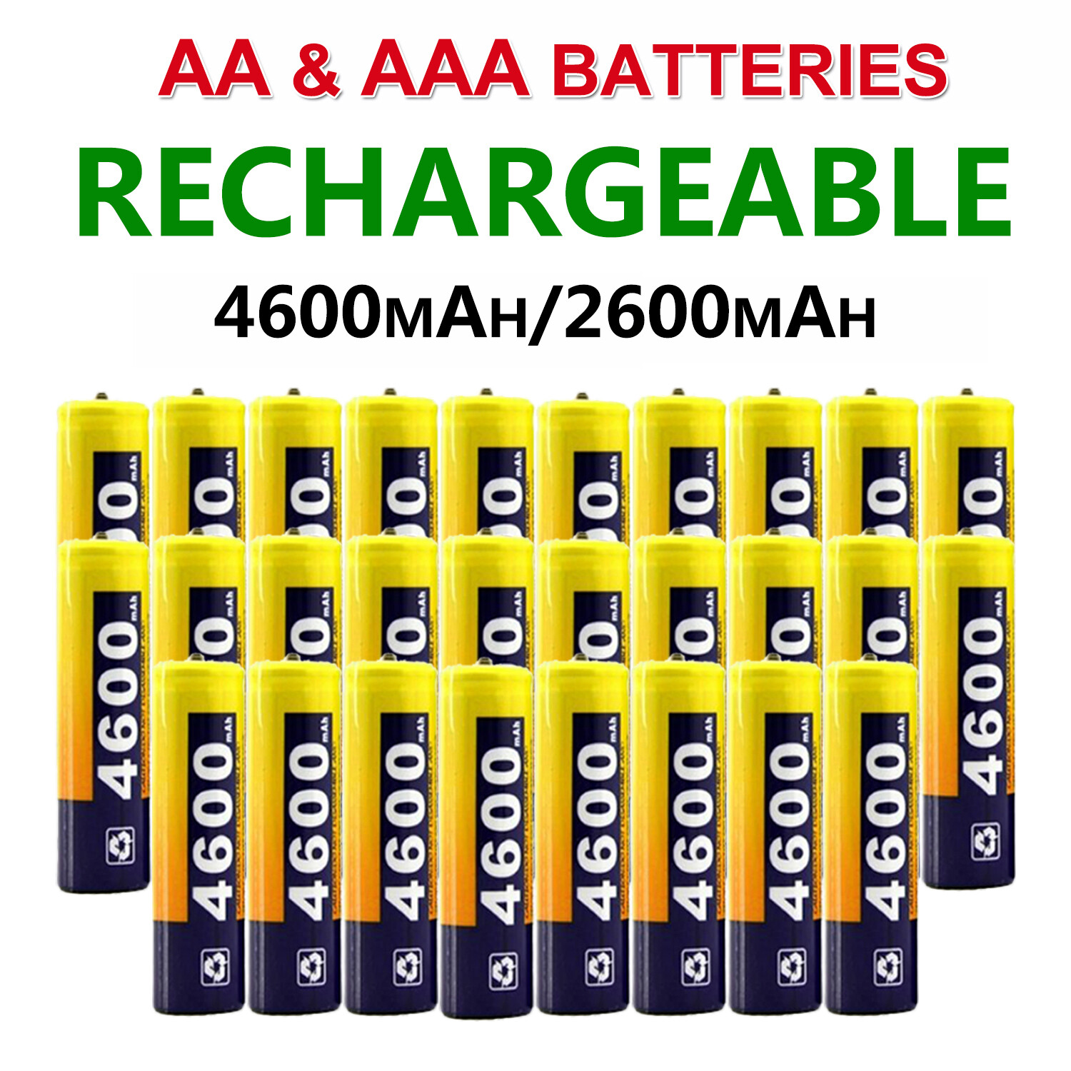 AA & AAA Rechargeable Batteries NiMH 1.2V Battery 2600mAh/4600mAh High Capacity-image