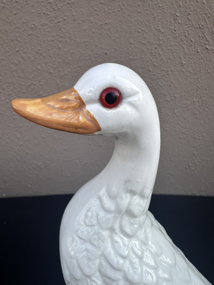 【中古】 DUCK’s　MARKET/ＣＤ/FRCD-215 Vintage 8.5” Ceramic White Duck Hand Painted Yellow Orange