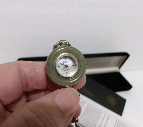 Vintage HSN SANUK Quartz Watch 925 Silver Burmese Green Jadeite - Picture 6 of 20
