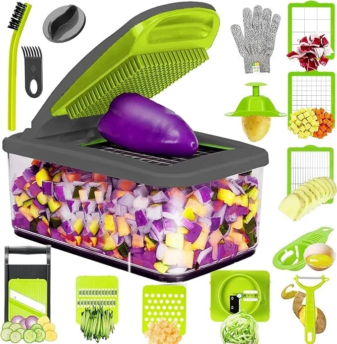 Vegetable Chopper and Dicer, 14 in 1 Multifunctional Mandoline Slicer for Kitche