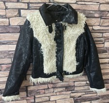 Baby Phat Y2k Faux Leather Faux Fur Distressed Womens Jacket Size S - See Descri
