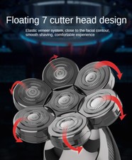 7D Cordless Shaver Hair Trimmer Men’s 5-In-1 Electric Head Shaver Razor Men Wet 17