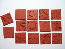 14 Assorted 1" Unmounted Rubber Stamps Texture designs for Stamping Paper & Clay
