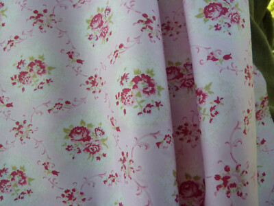 Yuwa Fabric Cabbages Roses Collection Gemstones Trellis Raspberry and Pink 1 Yd.