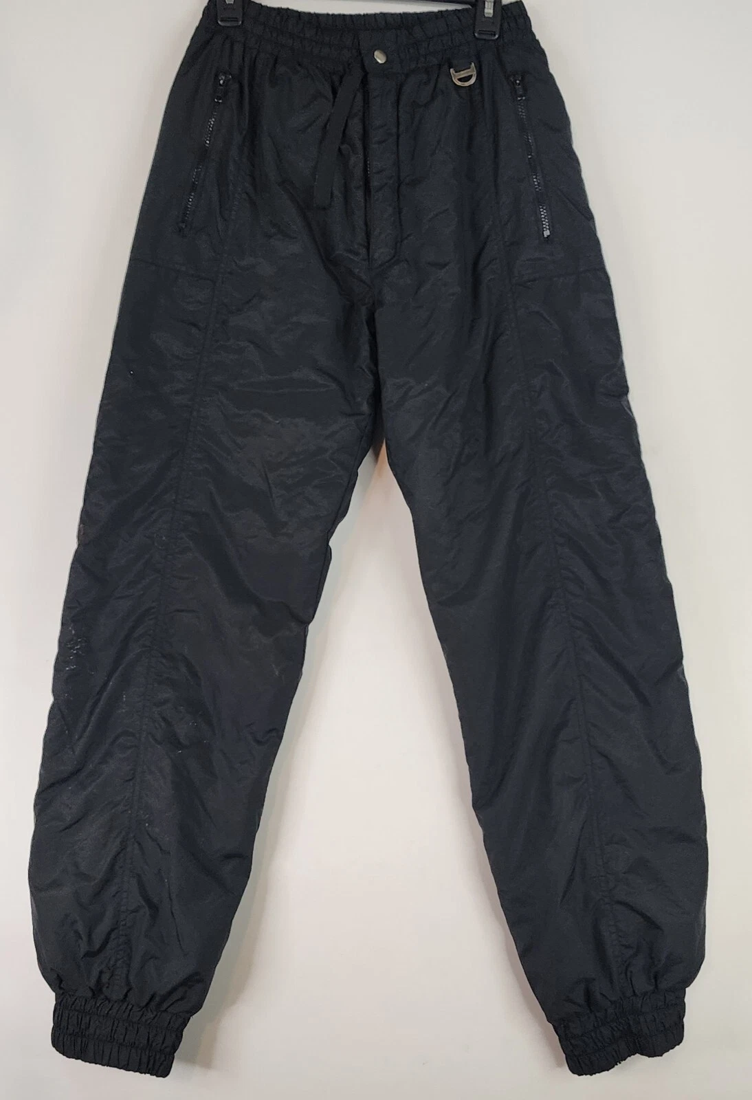 Ski Gear Pants Womens Medium Black Elastic Waist Zipper Pockets Snow Pants