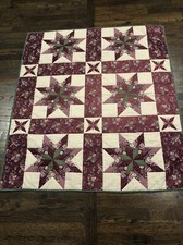 Handmade 8 Point Star Purple And Green Small Quilt