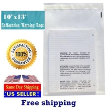 300 10x13 Self Seal Suffocation Warning Clear Poly Bags 1.5 mil -ST ShipMailers