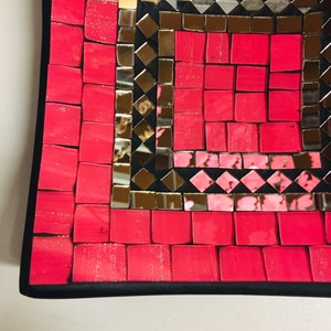 Bowl Plate Decorative Display Dish Mosaic Glass Handmade Square